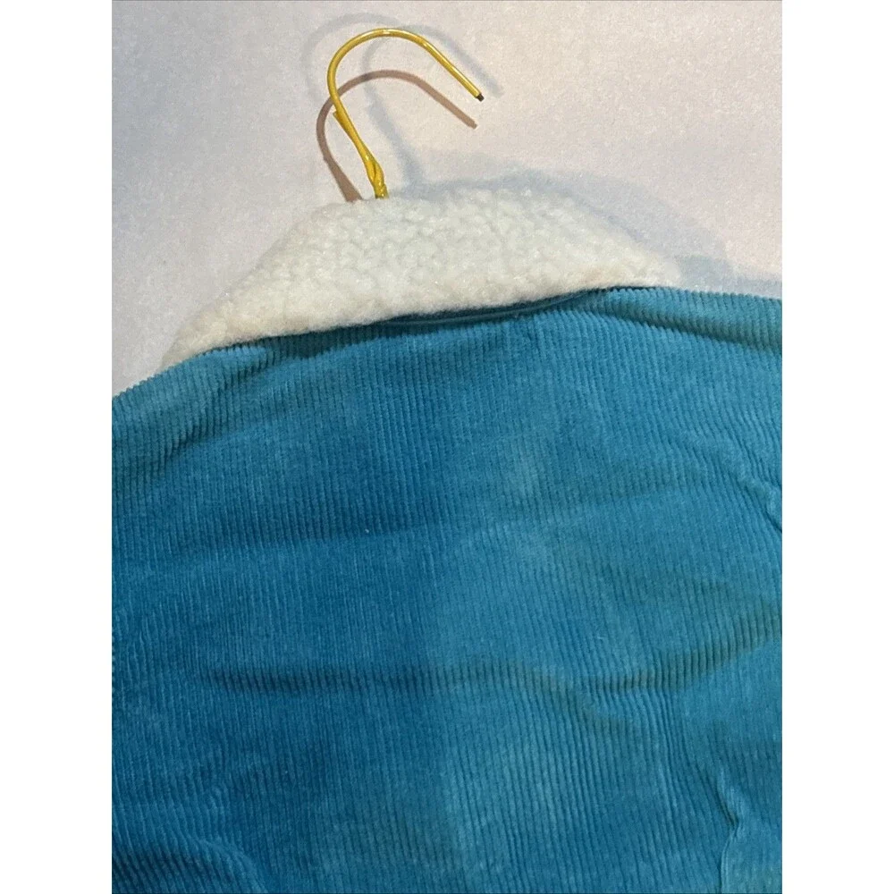 Vintage 80s Judy Philippine Baby Sherpa Bomber Jacket Teal Corduroy 12M